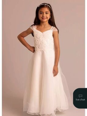 DB Tulle Appliqued Cap Sleeve Flower Girl / First Communion Dress STYLE WG1498